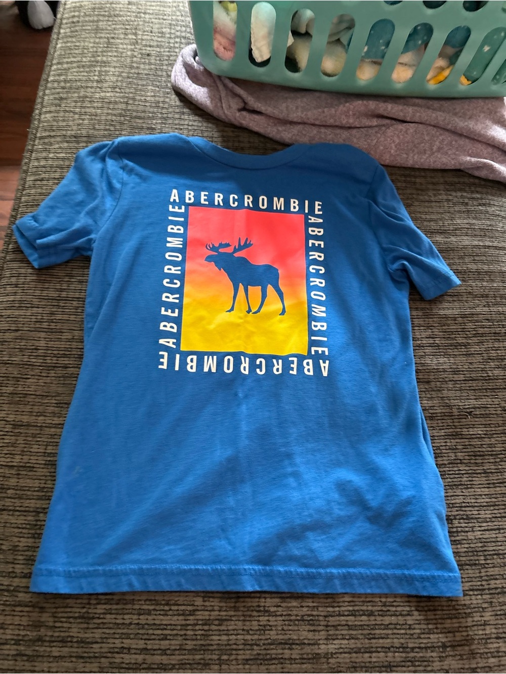 Abercrombie & Fitch Blue Short-Sleeve Moose Graphic Tee